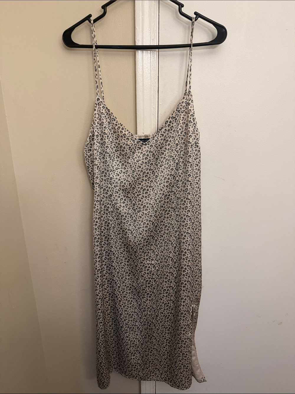 Abercrombie & Fitch Beige Leopard-Print Slip Midi Dress